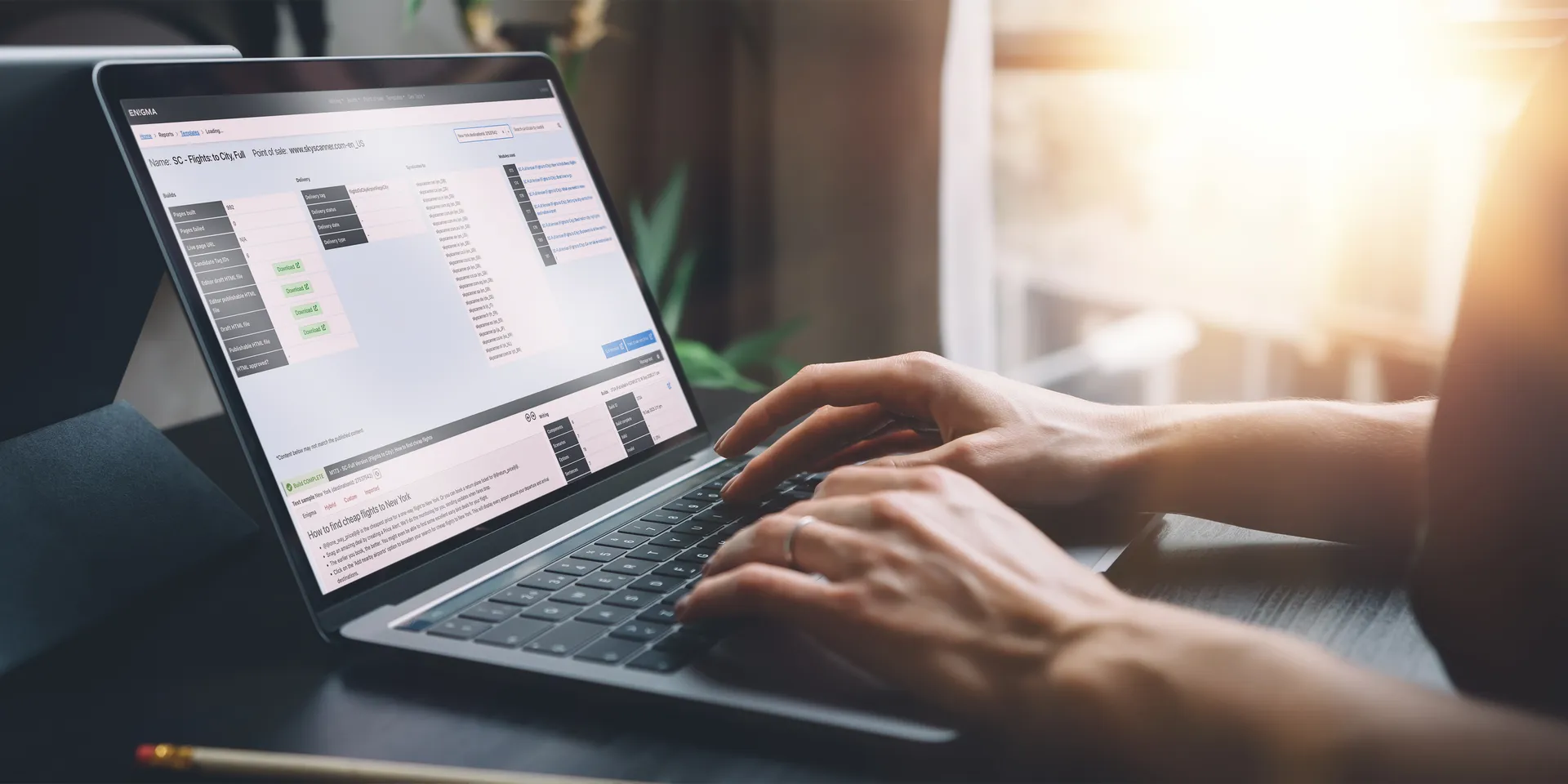 A laptop showing an example of the Enigma interface